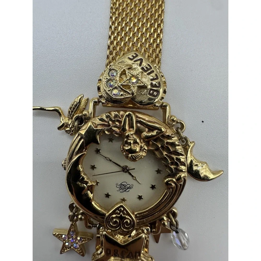 Kirk’s Folly “Angel Time” Celestial Fairy Wristwatch Gold Tone 1994 Anniversary